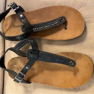 BearPaw Black and Tan Women's Sandals